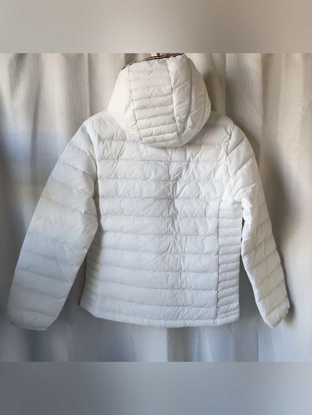 NWT Tommy Hilfiger White Quilted Hooded Zip Up Puffer Size M - Picture 5 of 13